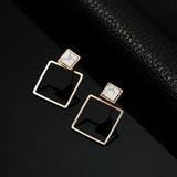 European And American Style Marble Square Earrings