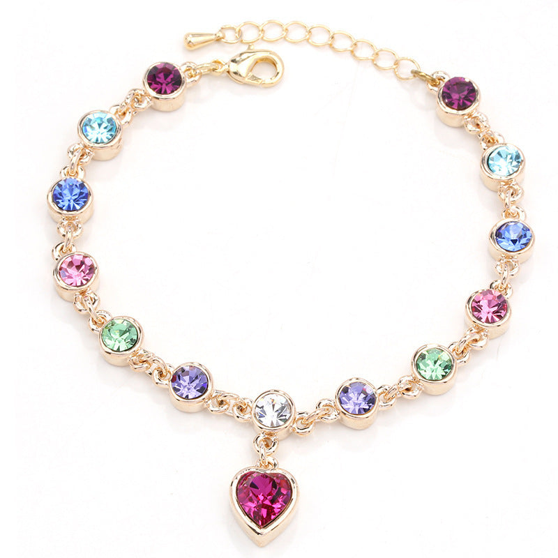 Ocean Heart Peach Crystal Bracelet