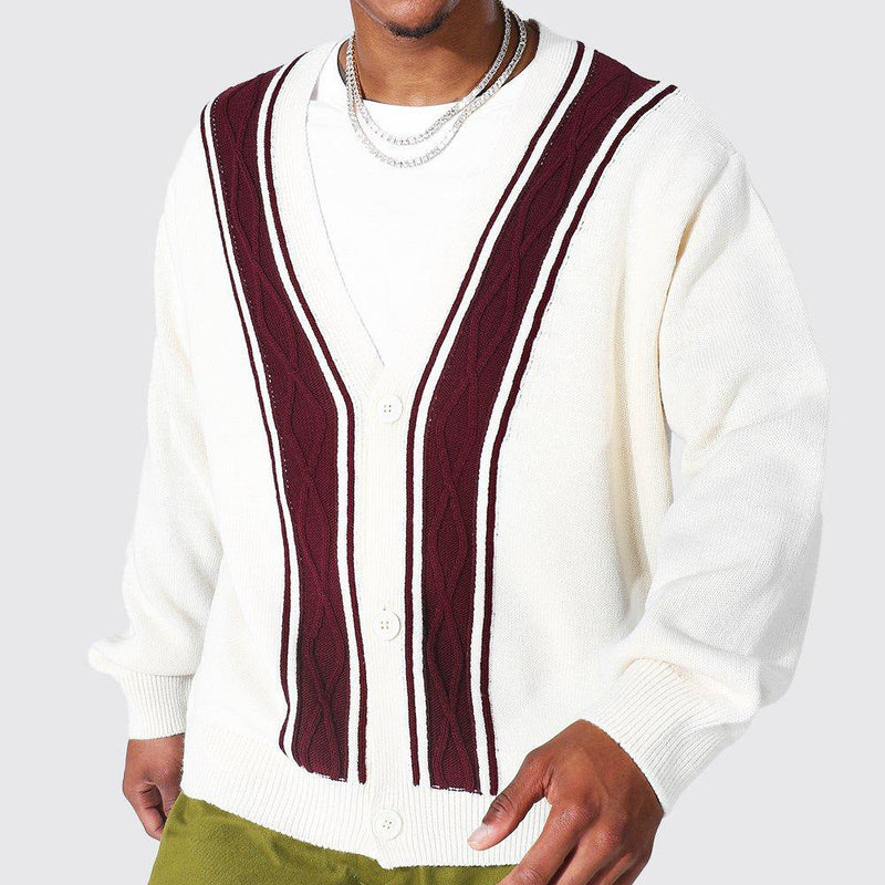 Loose Casual V-Neck Knit Men's Cardigan Sweater