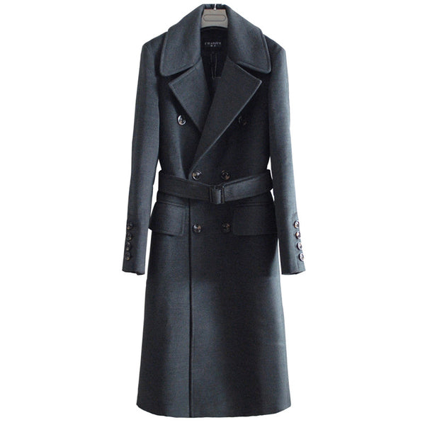 Long trench Coat With Belt For Men