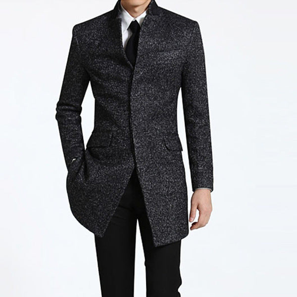 Business Casual Men's Woolen Single Breasted Coat