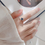 INS Style Silver Blue Star Opening Ring