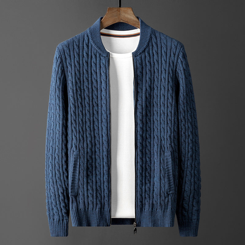 Men's Striped Knit Cardigan Sweater Jacket