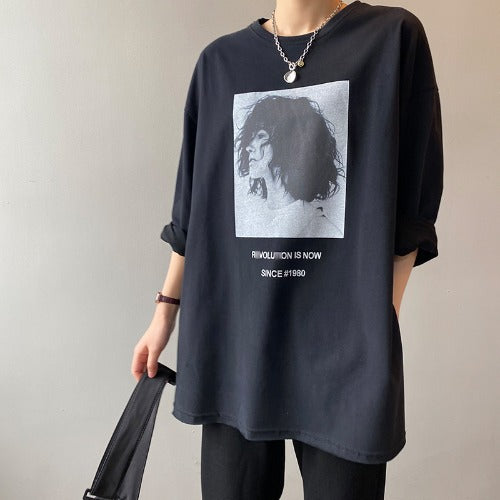 Lazy Style Long-sleeved Printed T-shirt