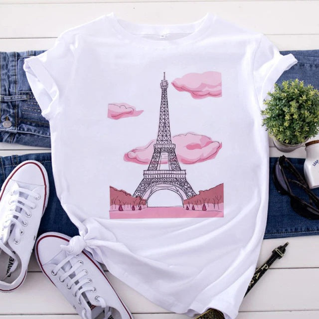 paris tower print tshirt