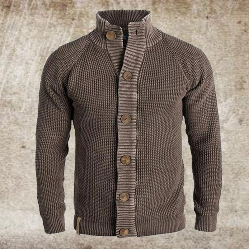 Men's Solid Color Long-sleeved Single-breasted sweater