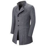 Medium Length Men's Windbreaker Casual Woolen Coat