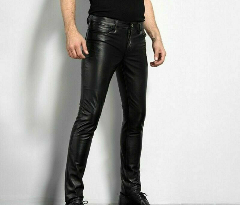 Spring And Autumn Tight Men's Leather Pants