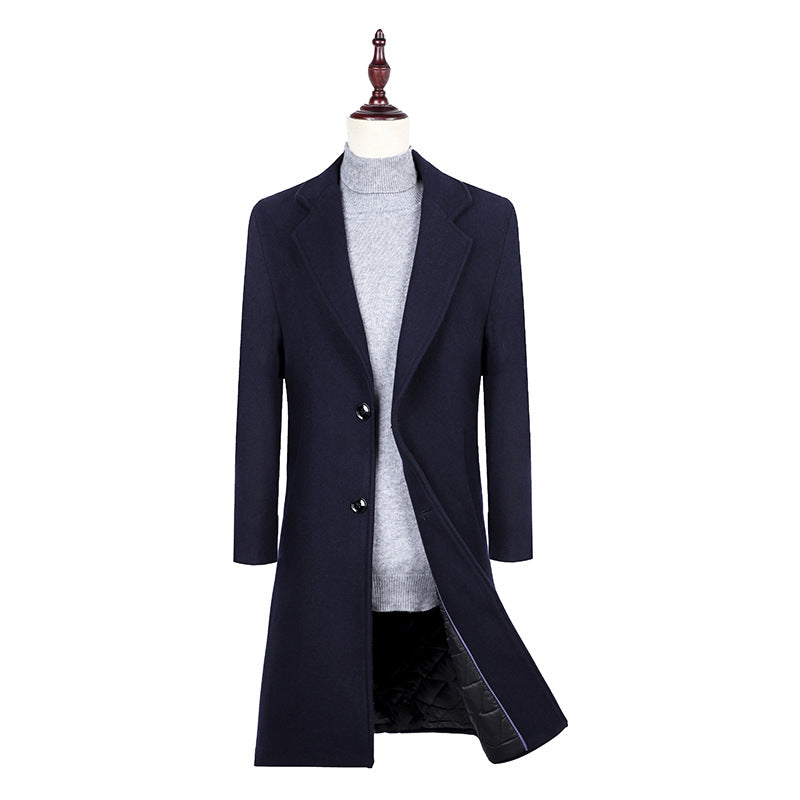 slim-fit wool trench coat