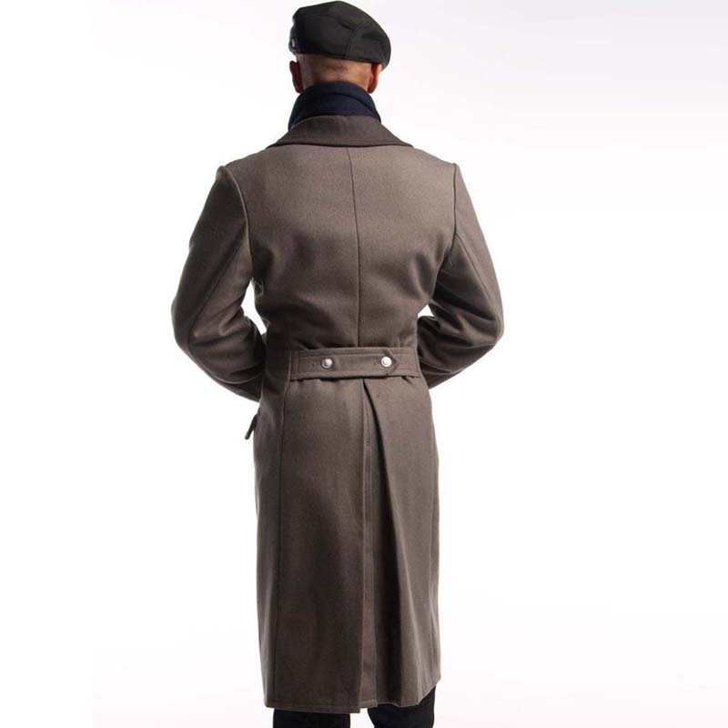 Men's Contrast Collar Woolen Long Coat
