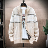 Men's Printed Stand-collar Cardigan sweater
