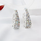Popular Ab Color Rhinestone U-Shaped Earrings Women