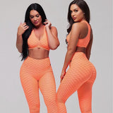 sexy hips jacquard yoga set sports hips leggings fitness set