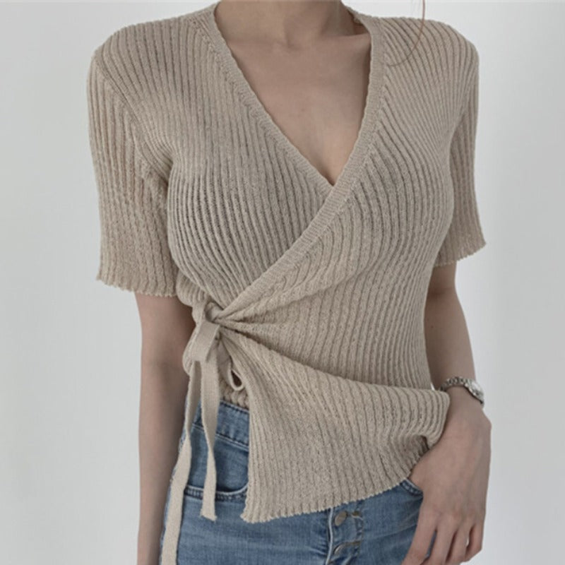 V-neck Slim Slimming Long-sleeved Sweater