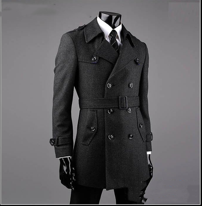 Young And Middle-aged Cashmere Tweed Trench Coat men