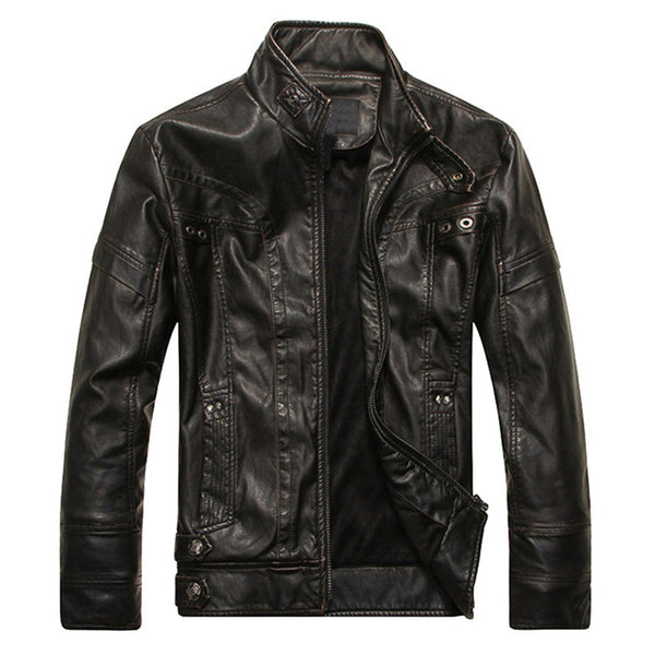 Men Leather Motorcycle PU Jacket