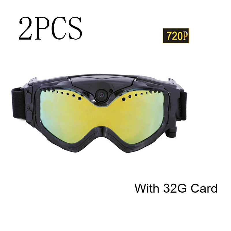 Ski-Sunglass Goggles Sports Camera Black Colorful Double Anti-Fog Lens with Live Image Video Monitoring with TF Card