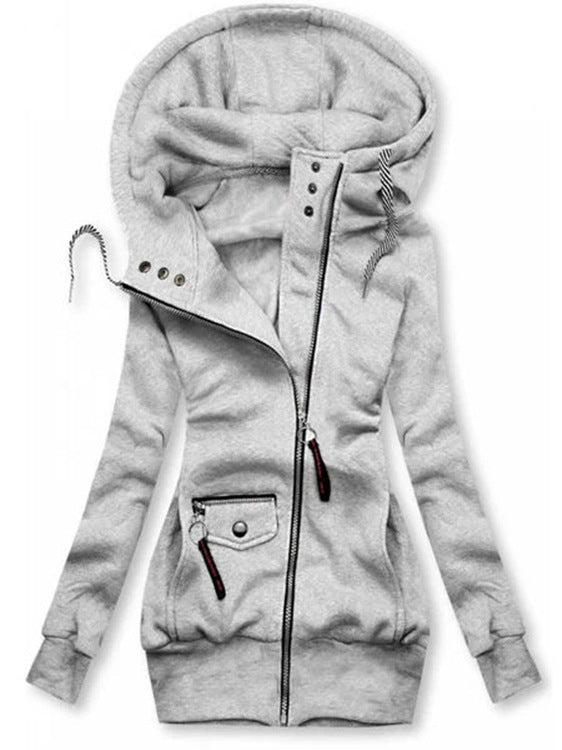 winter stitching hooded slim coat