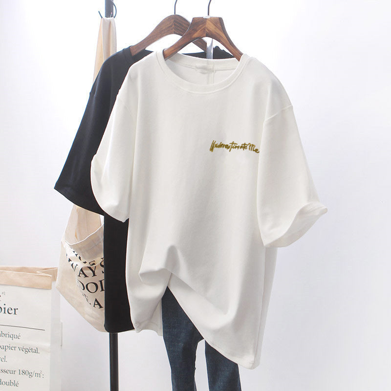 Chic White Loose Short-sleeved T-shirt