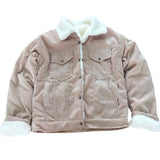 Corduroy lambskin padded jacket
