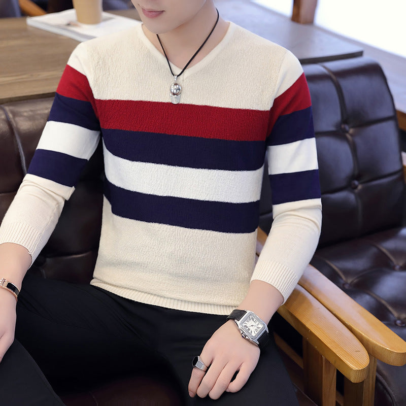 New V Neck Sweater Men Korean Style Long Sleeves sweater