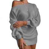 Strapless Lantern Sleeve Knitted Sweater