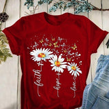 Round Neck Casual Creative Floral Print Short Sleeves