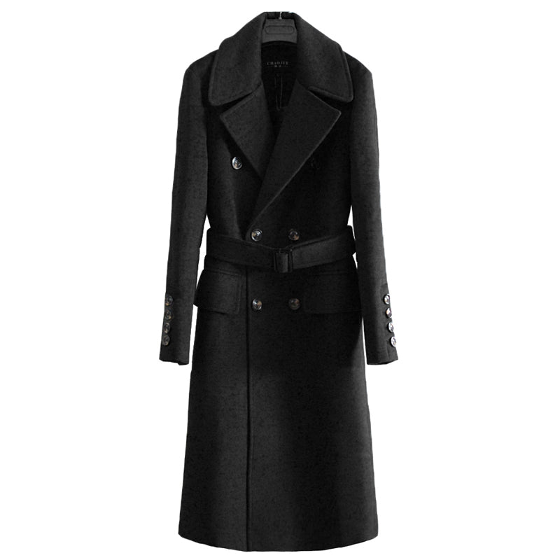 Long trench Coat With Belt For Men