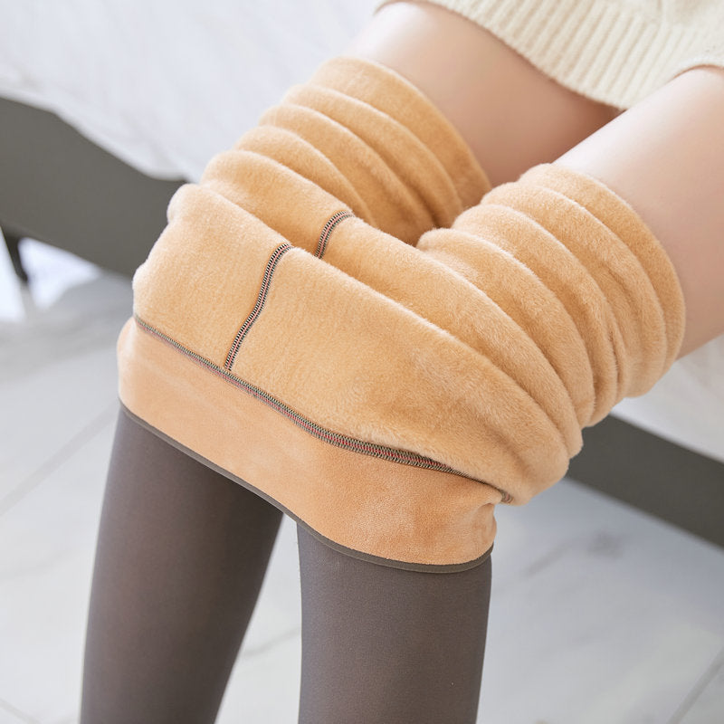 Translucent Leggings Fleece Lined Tights Fall And Winter Warm Fleece Pantyhose Women