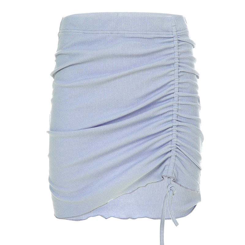 Drawstring pleated skirt