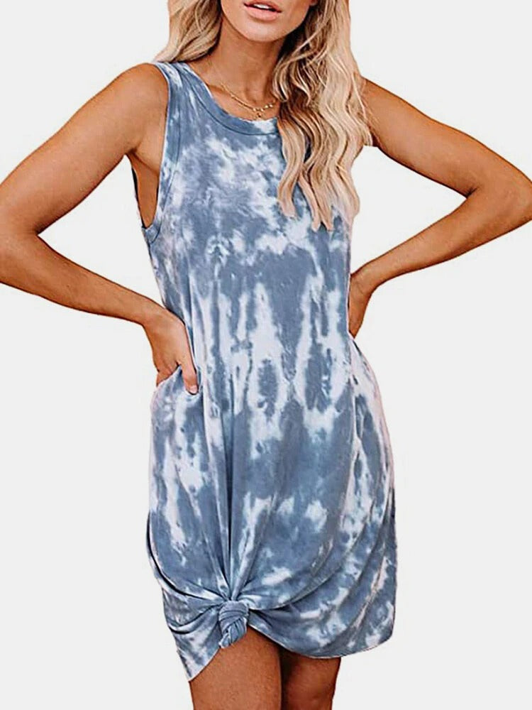 Women's Tie-Dye Print Swimsuit Beach Cover Up Dress