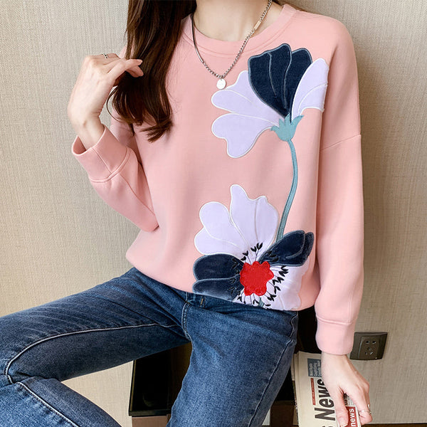 Embroidery Flower Pullover Sweater