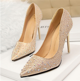 high heel women's fine with gold pointed wedding sandals