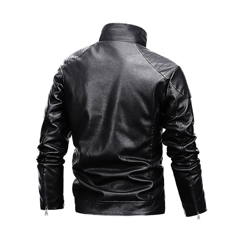 Men's Motorcycle Leather And Suede Zipper Jacket