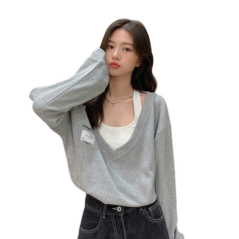 Fake Two-piece V-neck Sweater