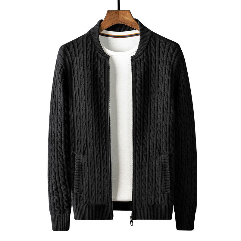 Men's Striped Knit Cardigan Sweater Jacket