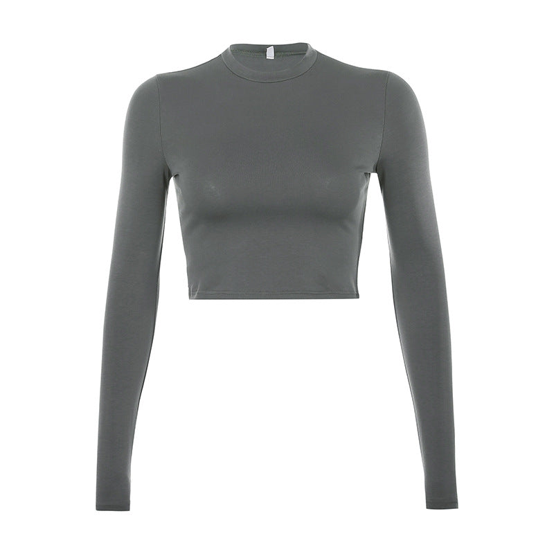 Skinny Solid Color All-Match Ladies Top