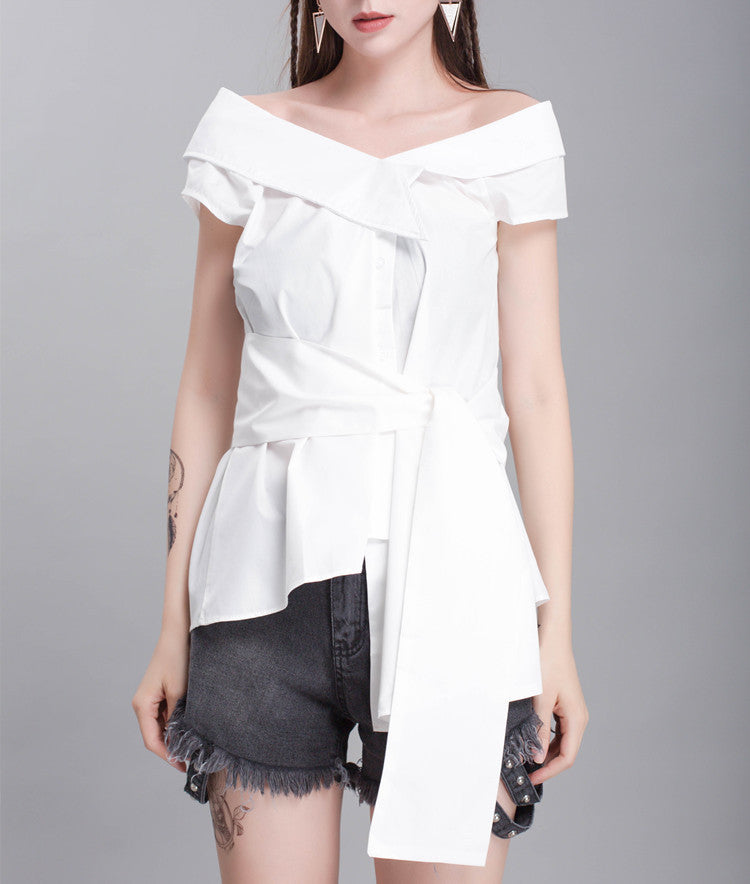 Off Shoulder Sleeveless Shirt Top