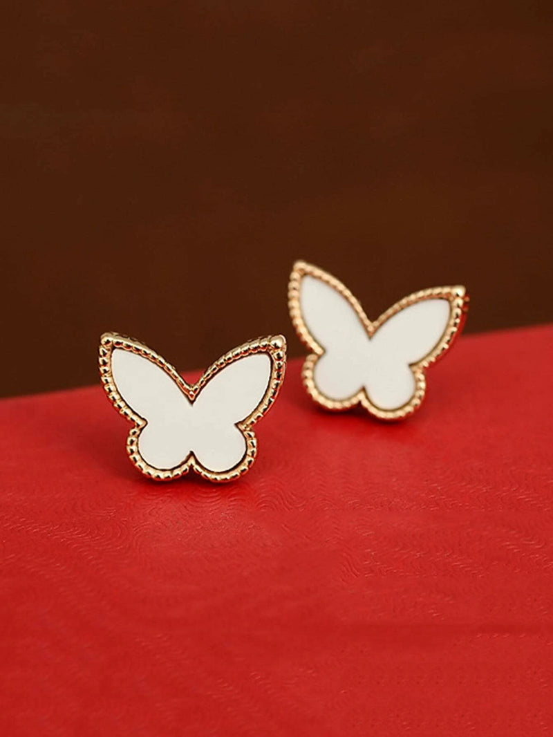 Simple White Butterfly Earrings