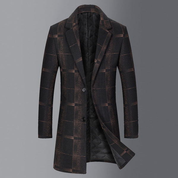 Men's Mid-length Slim Woolen trench Coat
