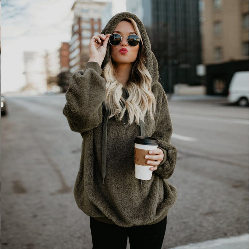Women's Hooded Plush Sweater