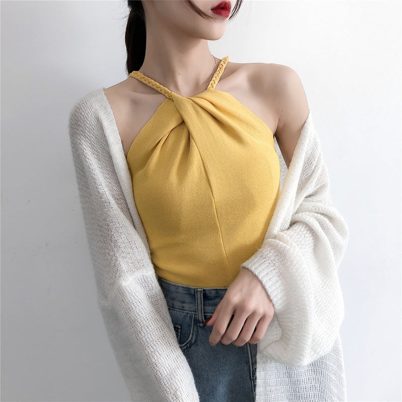 sexy lady Off shoulder Knitted Camisole