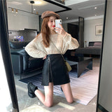 Irregular Zipper Slim Leather Skirt