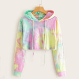 Rainbow Tie Dye happy Print hoodie women