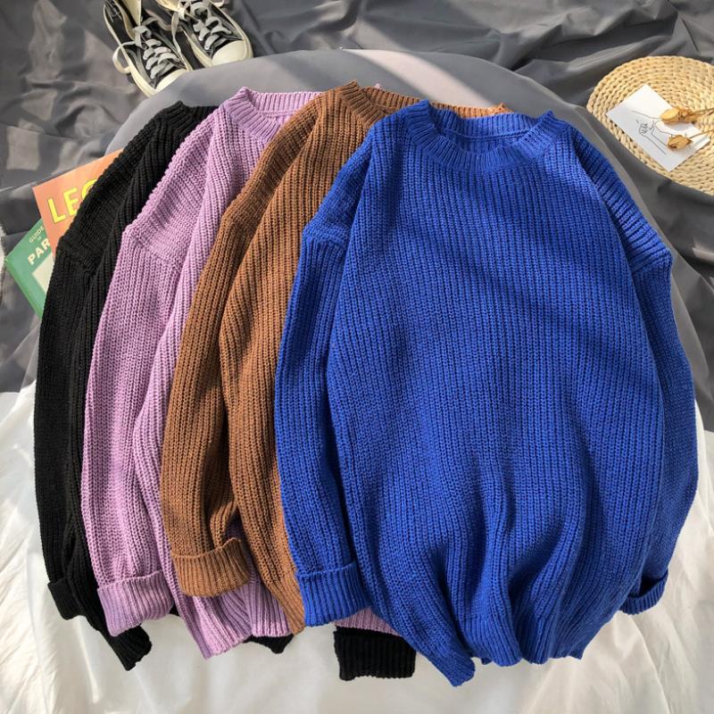 Men's Solid Color Round Neck Sweater
