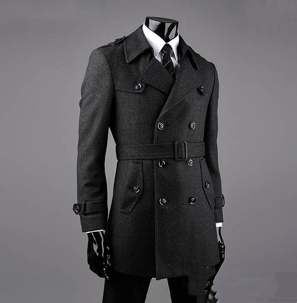 Young And Middle-aged Cashmere Tweed Trench Coat men
