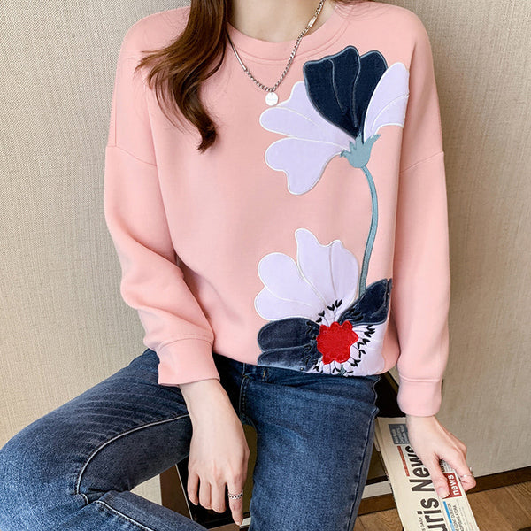 Embroidery Flower Pullover Sweater