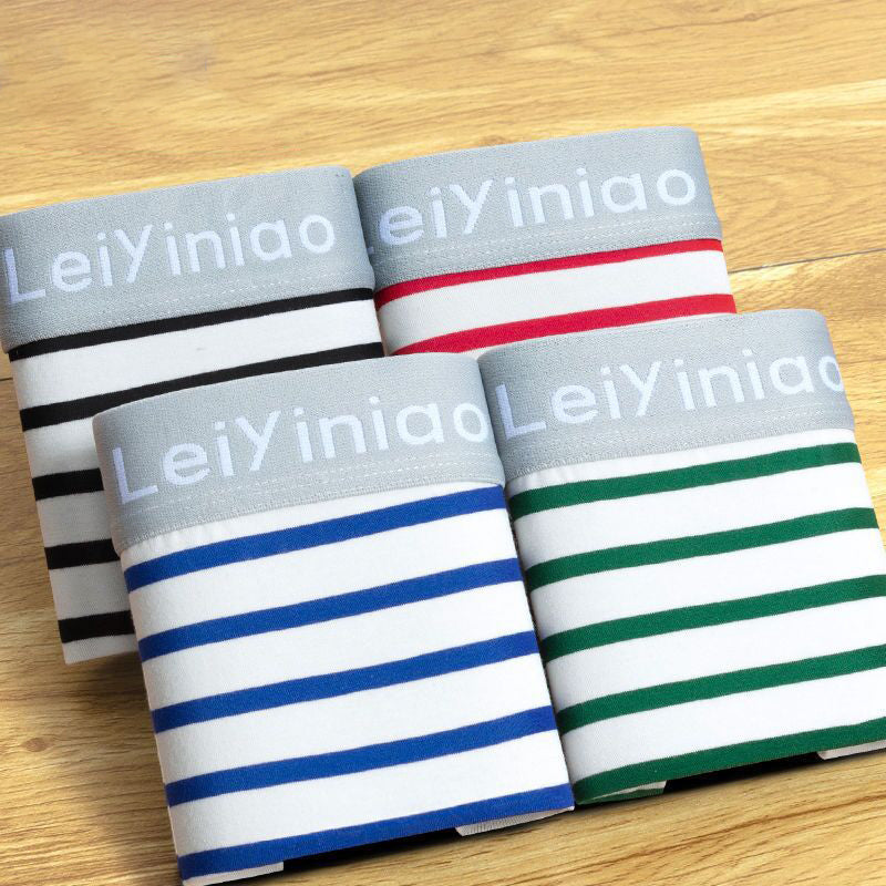 Boxes Of 4 Men's Cotton Striped Printed Boxers Full Cotton Explosion Style