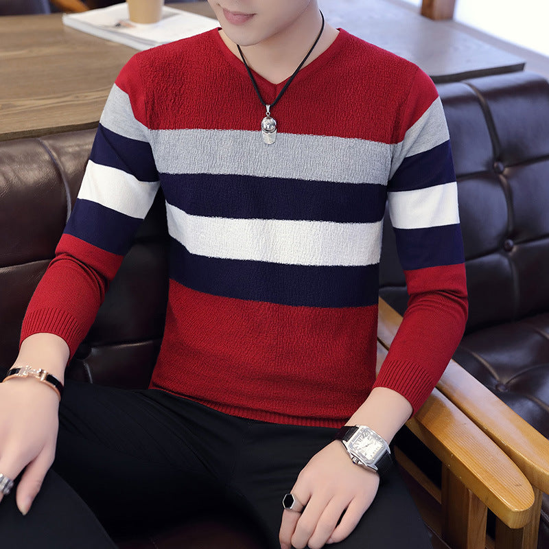 New V Neck Sweater Men Korean Style Long Sleeves sweater