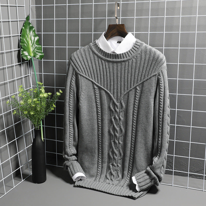 Men's  Round Neck Jacquard Sweater